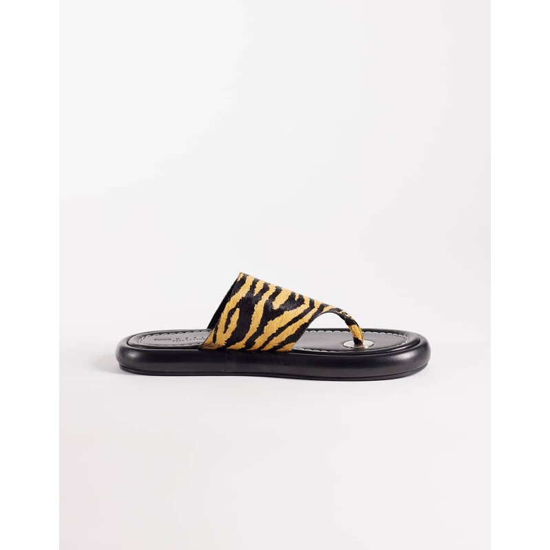 ASOS DESIGN Fate premium flat sandal with toe post in hair on real 115733469