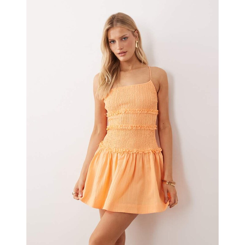 ASOS DESIGN crinkle mini sundress with shirred dropped waist in