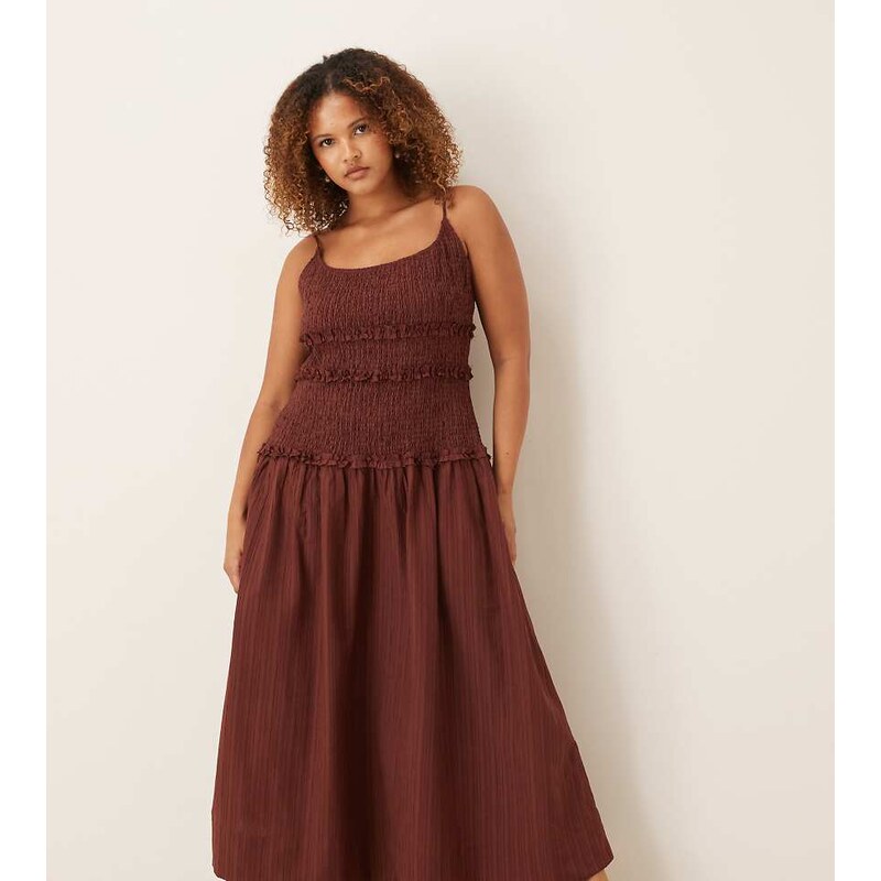 ASOS Curve ASOS DESIGN Curve crinkle maxi sundress with shirred 115733485