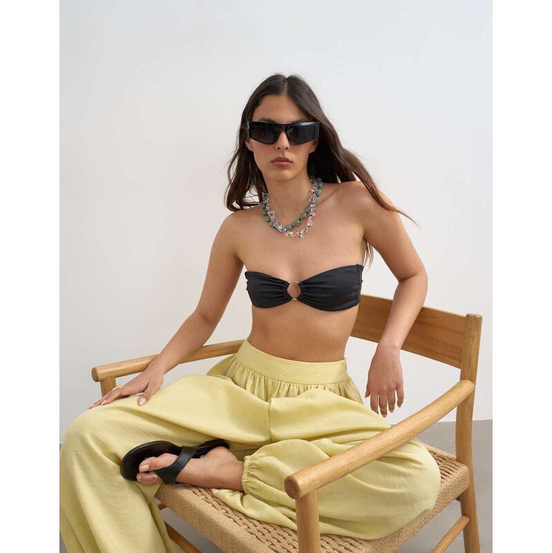 Topshop Thailand bandeau bikini top in black