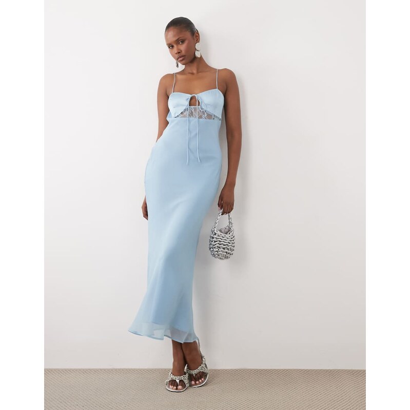 ASOS DESIGN bias cut sheer chiffon cami maxi dress with satin
