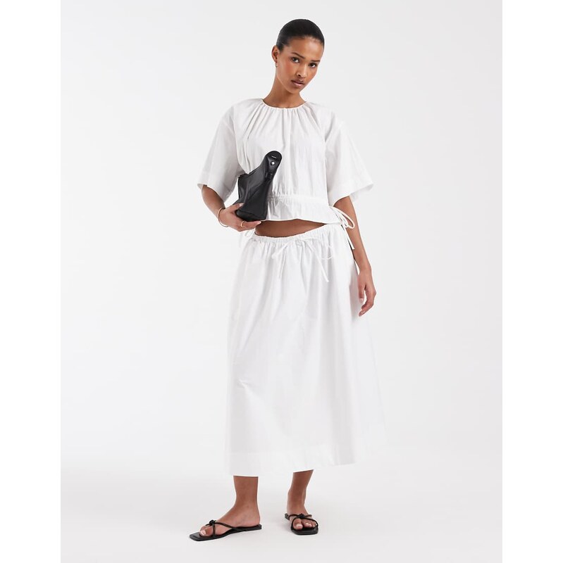 & Other Stories cropped coton blend top with cinch waist in white 115733661