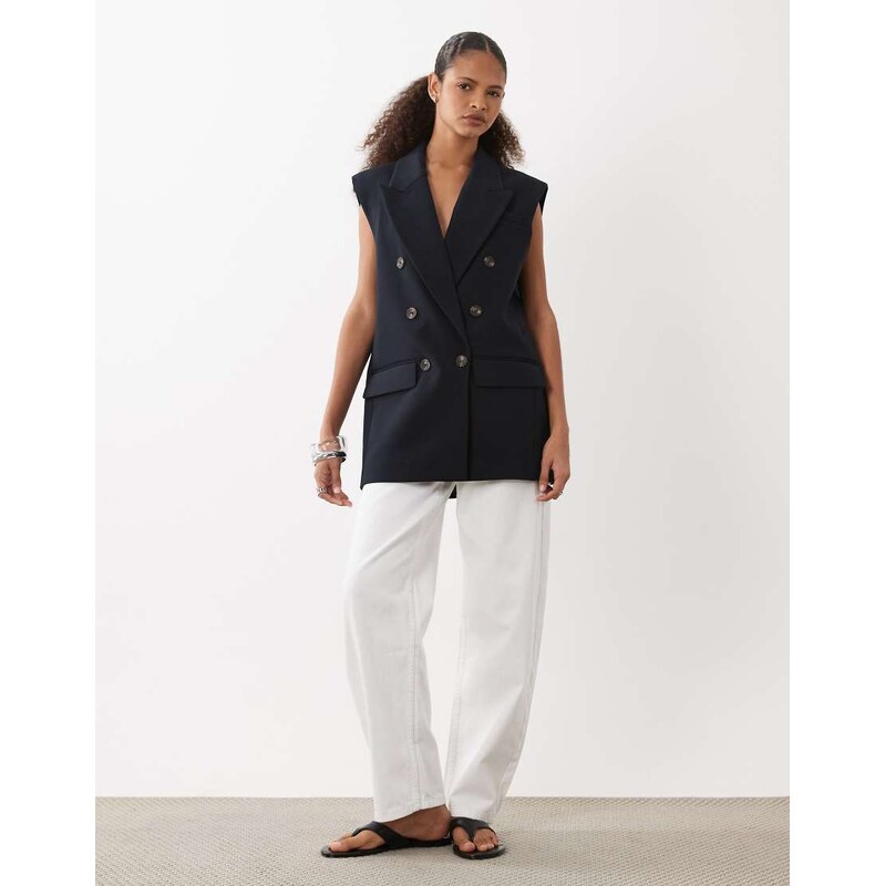 ASOS DESIGN tailored sleeveless double breasted power shoulder blazer 115733666