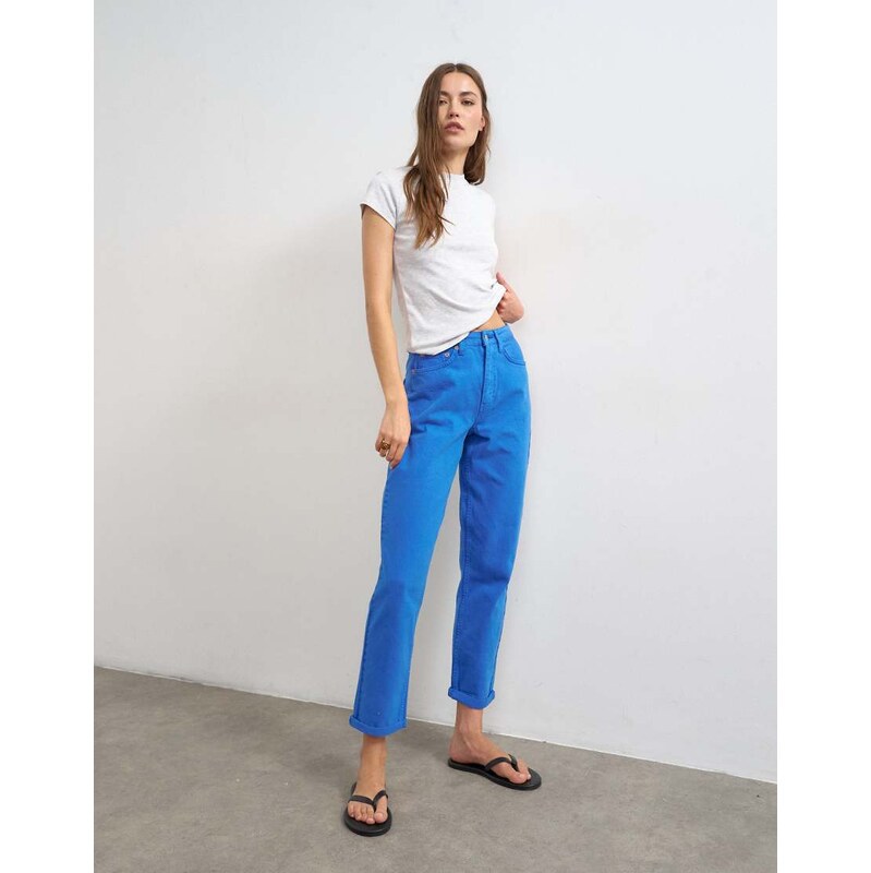 Topshop Mom high rise loose fit jean in cobalt-Blue 115733668