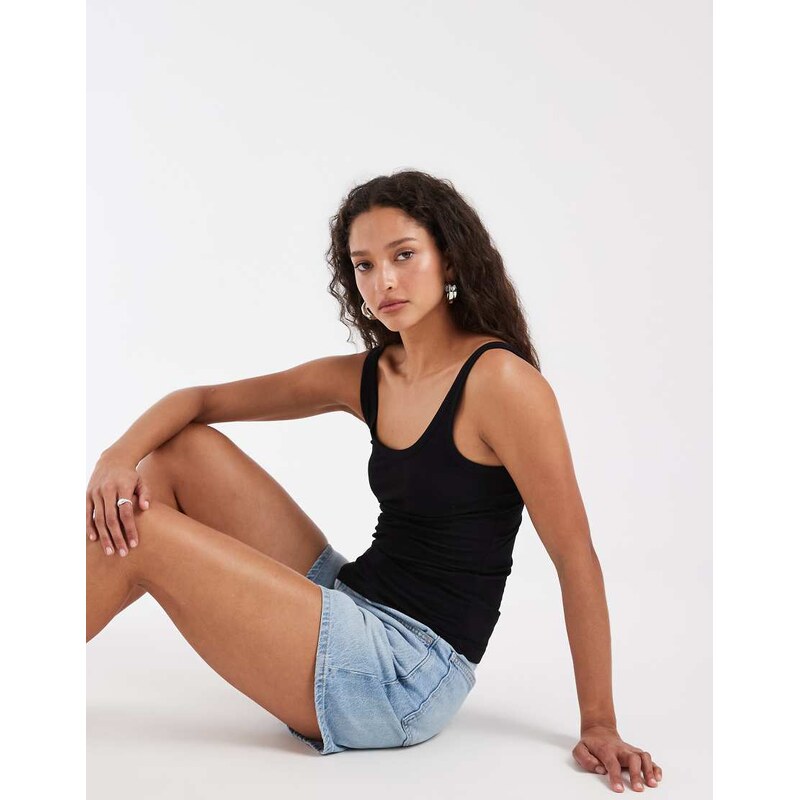 & Other Stories scoop neck tank top in black 115733680