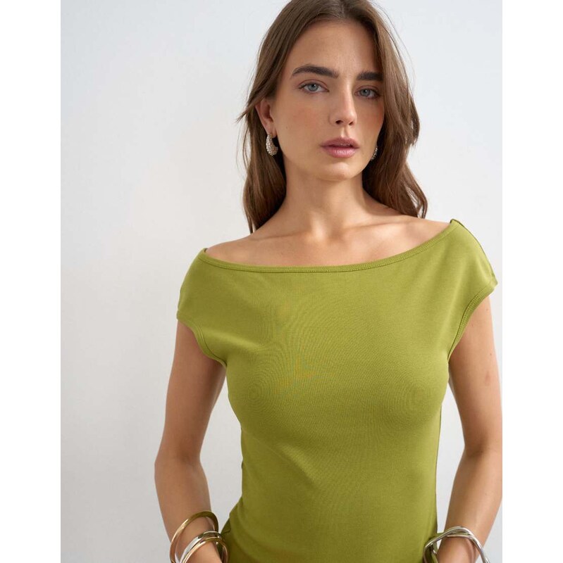 Topshop 90s boat neck vest in green 115733686