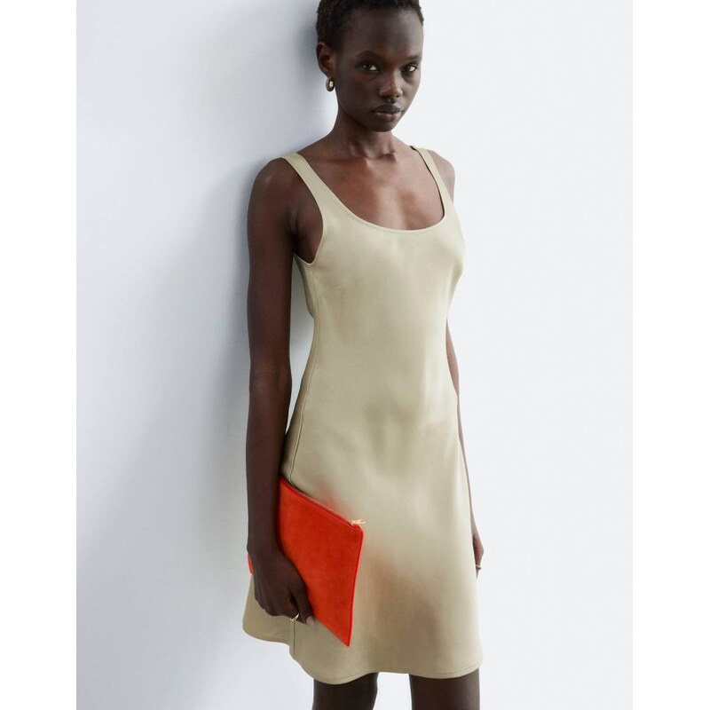 & Other Stories strappy satin mini dress in light beige-Neutral 115733695