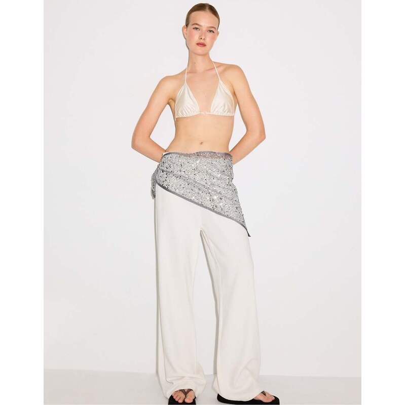 Stradivarius Sequin net scarf in grey 115733746