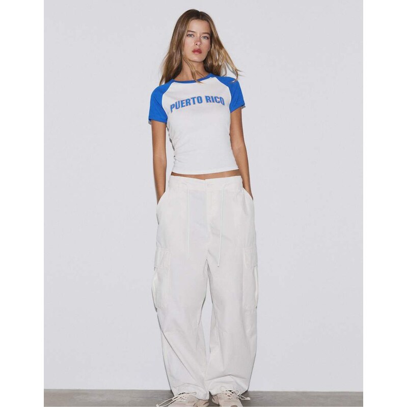 Stradivarius Printed short sleeve t-shirt in ecru-White 115733761