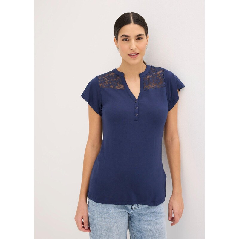 bonprix Henley tričko z viskózové směsi modrá Žena 57330741