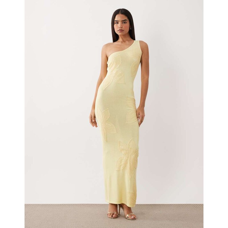 Wanderdoll Flossie knitted one shoulder sequin floral detail