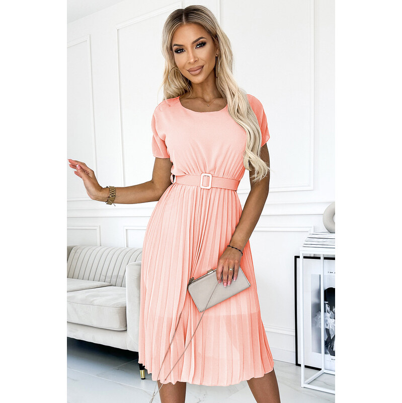 numoco basic 465-1 MIA Plisované midi šaty se širokým páskem - 115733998