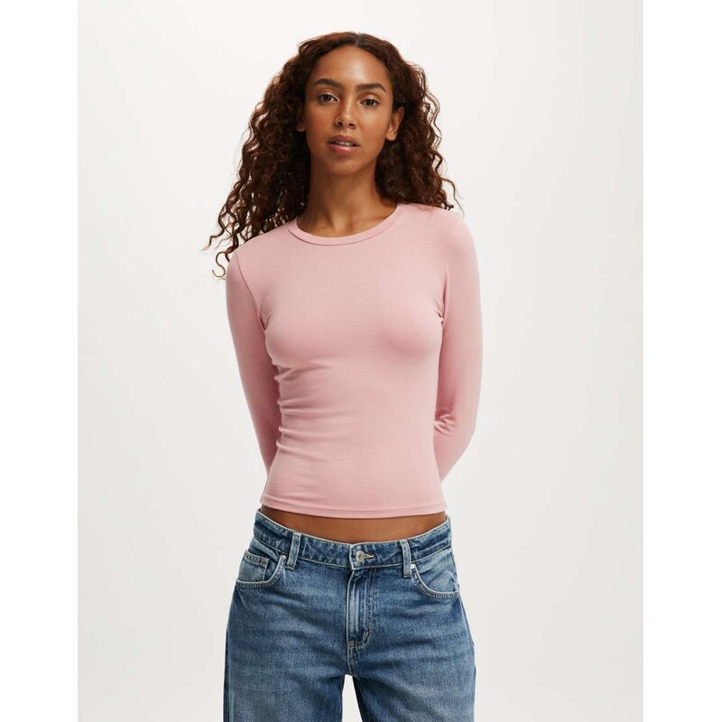 Cotton On All day crew long sleeve in prairie pink 115735058