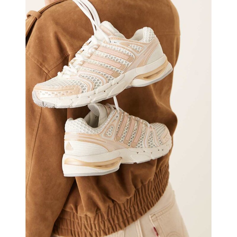 adidas Originals Adistar Control 5 trainers in white and light pink
