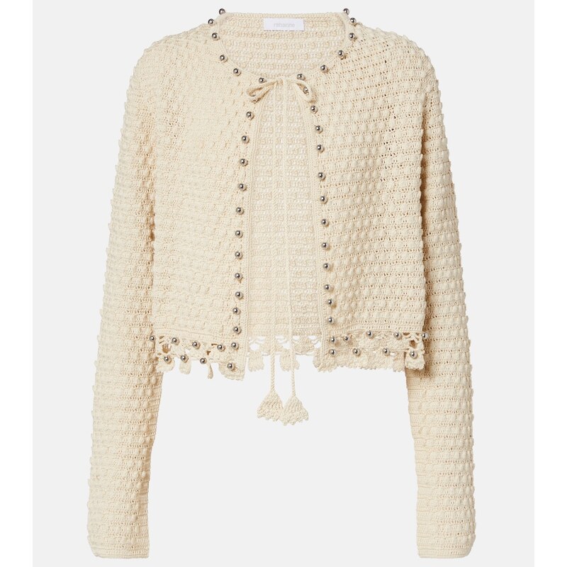 Rabanne Embellished crochet cotton cardigan