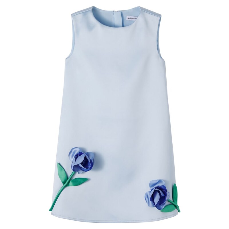 Self-Portrait Kids Floral-appliquÃ satin dress