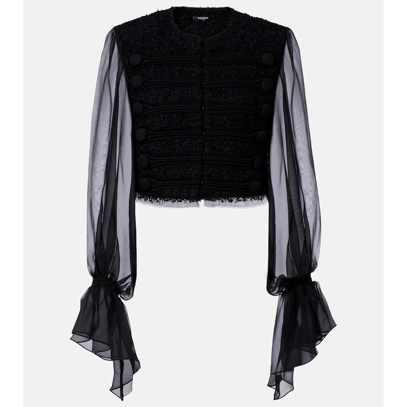 Balmain saka s hedvábným šátkem v černé barvě