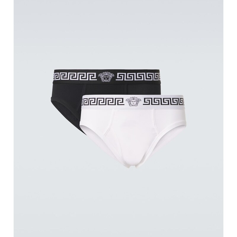 Versace Set of 2 Greca Border cotton-blend briefs