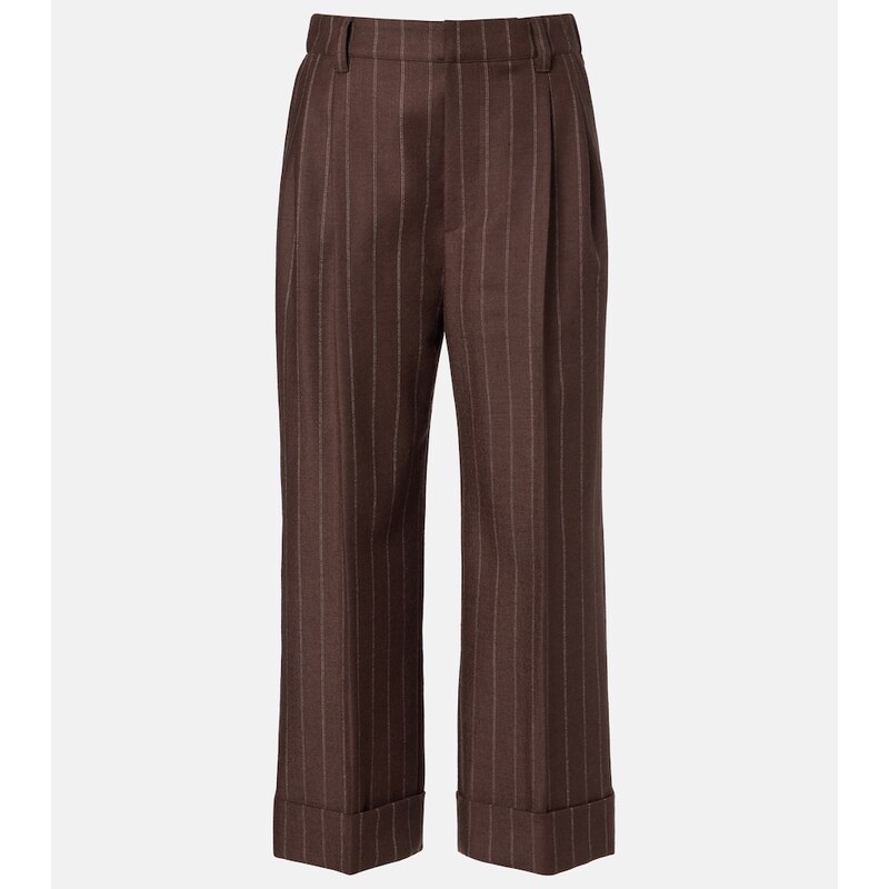 Brunello Cucinelli Chalk stripe wool cropped flared pants
