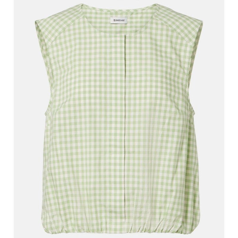 Simkhai Gingham cotton-blend top