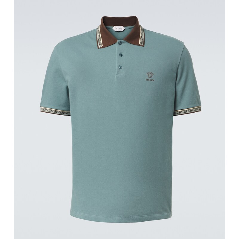 Versace Greca cotton piquÃ polo shirt