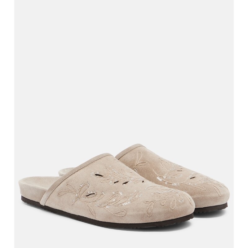Brunello Cucinelli Sequined suede slides
