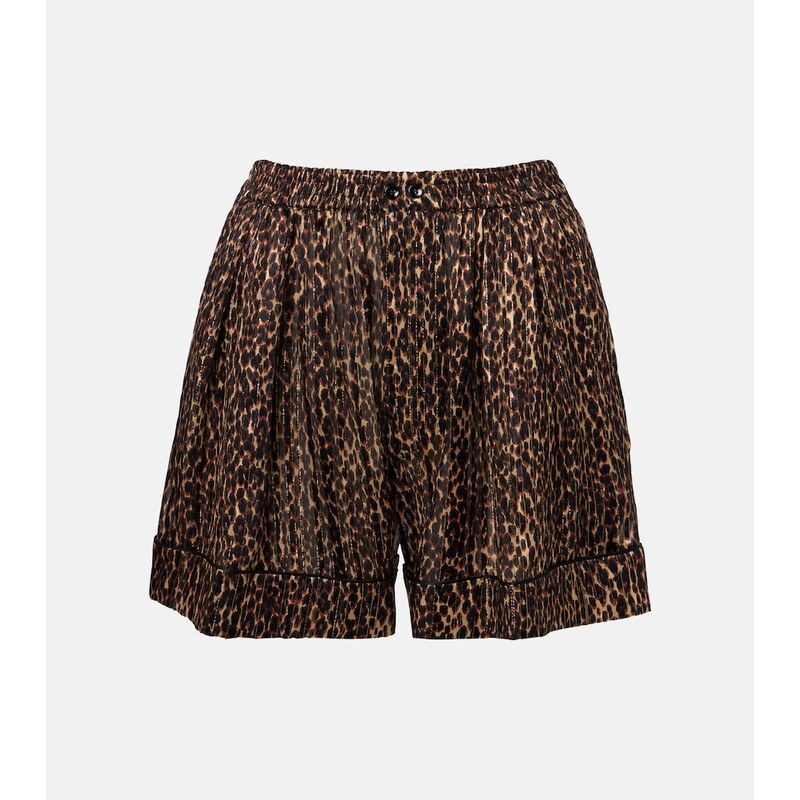 Saint Laurent Leopard-print silk shorts
