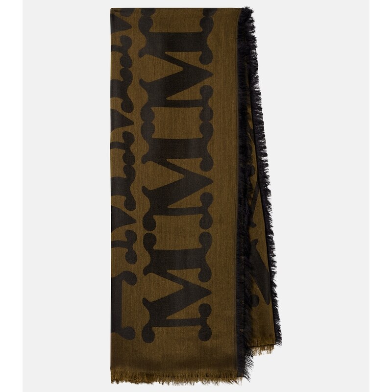 Max Mara Monogram jacquard wool and silk scarf