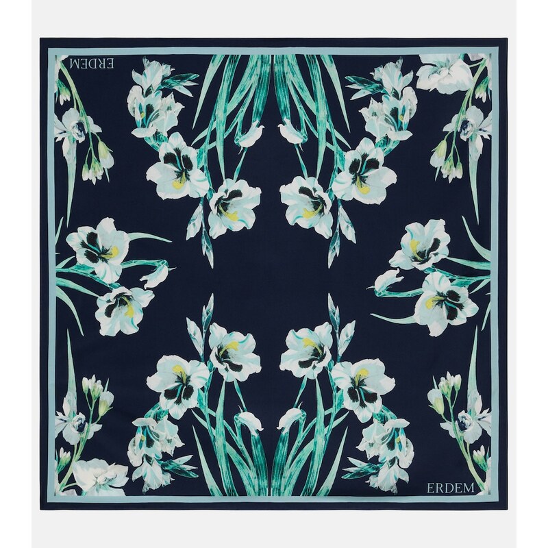 Erdem Floral silk twill scarf