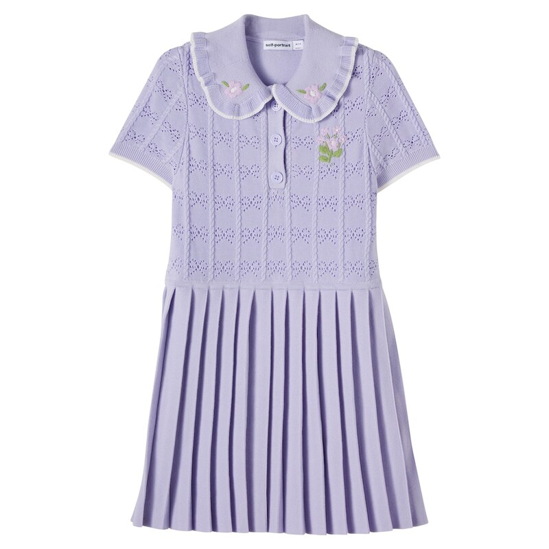 Self-Portrait Kids Pleated pointelle dress