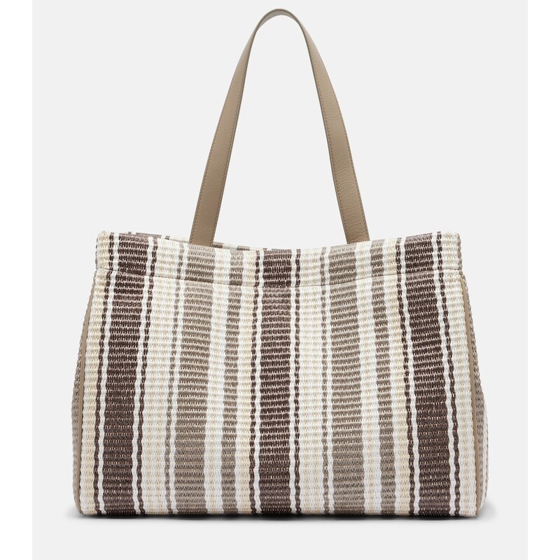 Brunello Cucinelli Monili Medium striped raffia tote bag