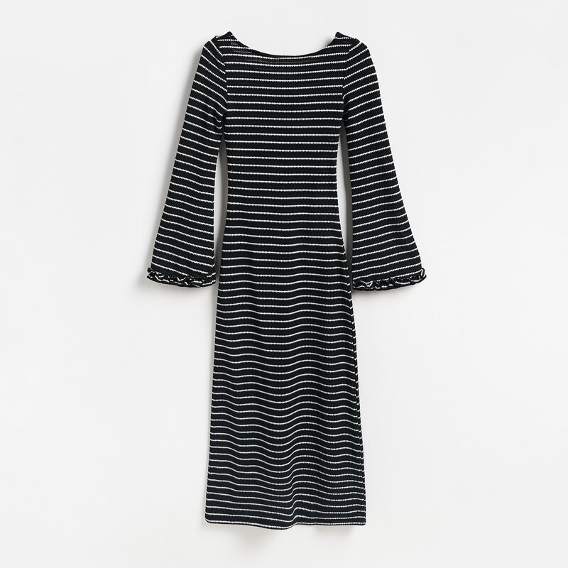 Reserved - Pruhované maxi šaty - černý 115738790