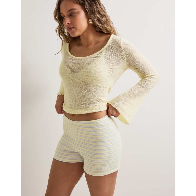 TALA striped knit shorts in lemon yellow - YELLOW