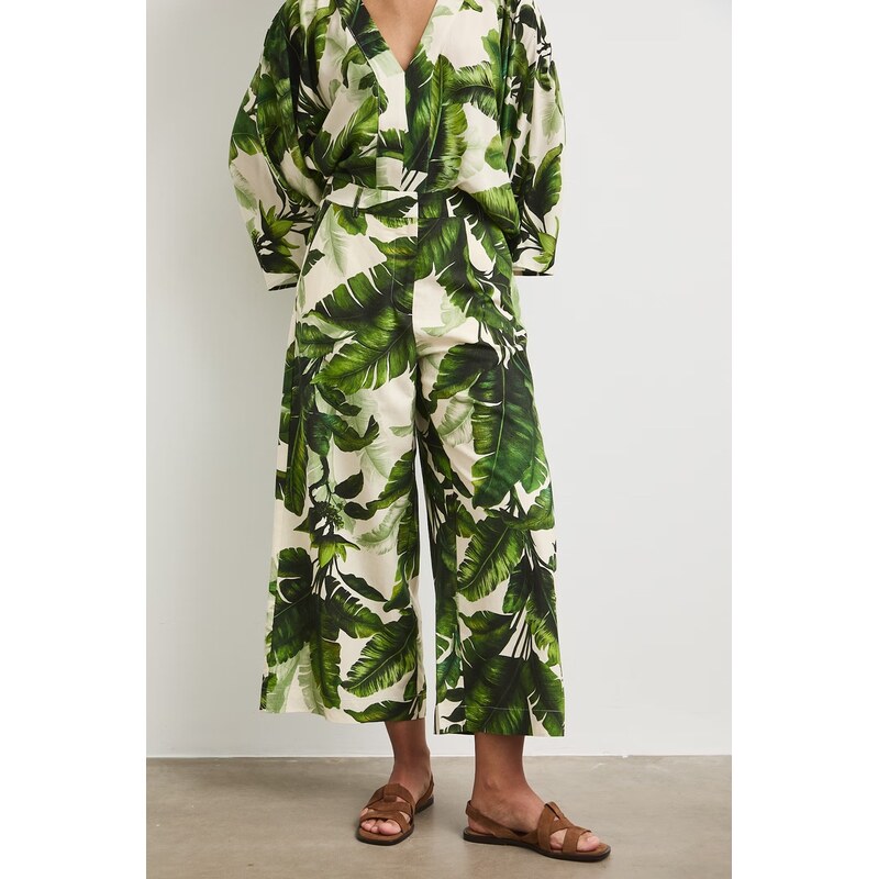 Medicine kalhoty culottes dámské s příměsí lnu 115739448