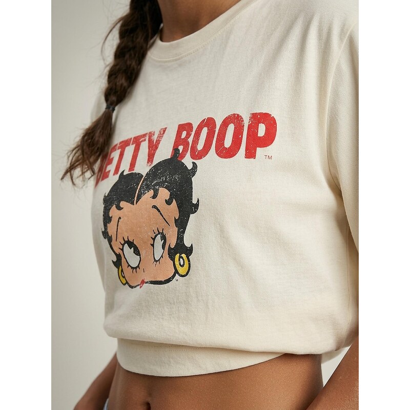 Sinsay - Bavlněná košilka s potiskem Betty Boop - žlutá 115739945