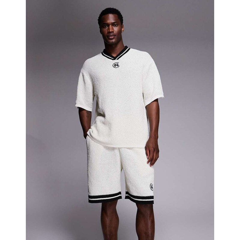 Good For Nothing co-ord knitted shorts in off white