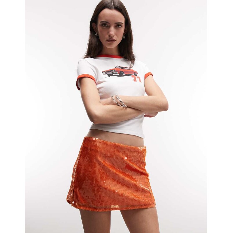 COLLUSION sequin mini skirt in orange 115740683