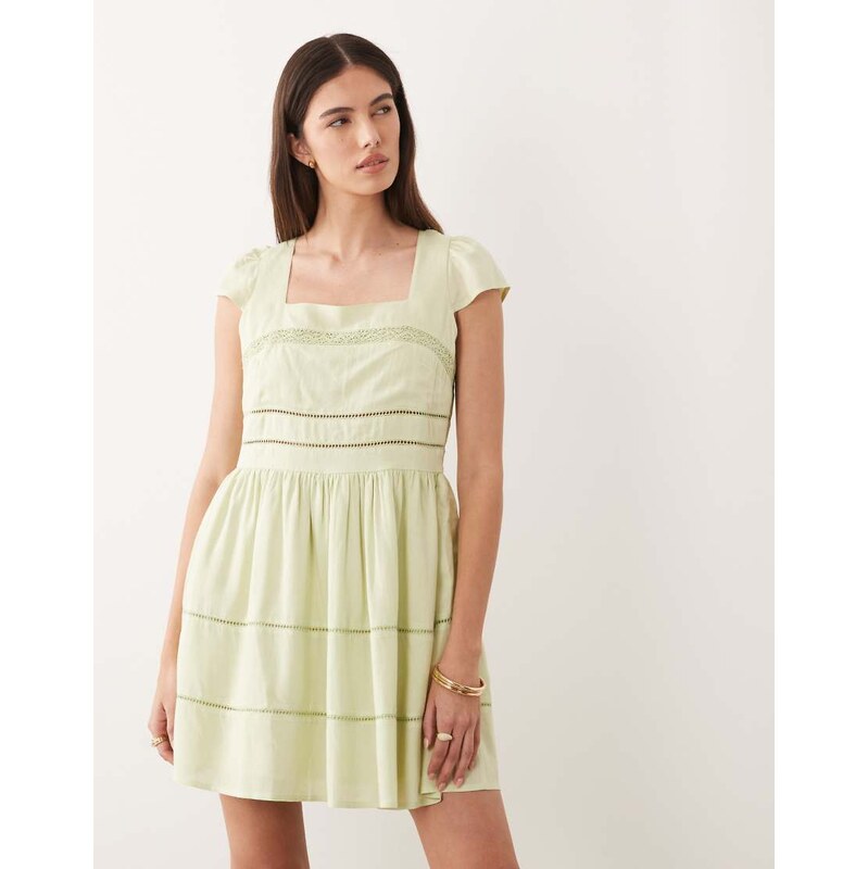 Nobodys Child Jessy cotton square neck cap sleeve broderie detail mini 115740732