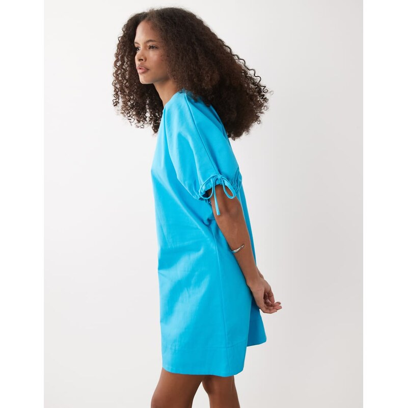 ASOS DESIGN crew neck mini dress with tie sleeve detail in