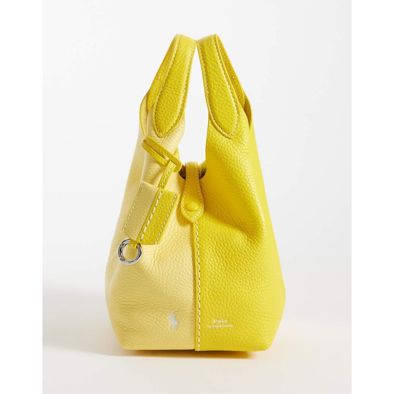 Polo Ralph Lauren Play pebble 100% leather medium tote bag in yellow 115740759