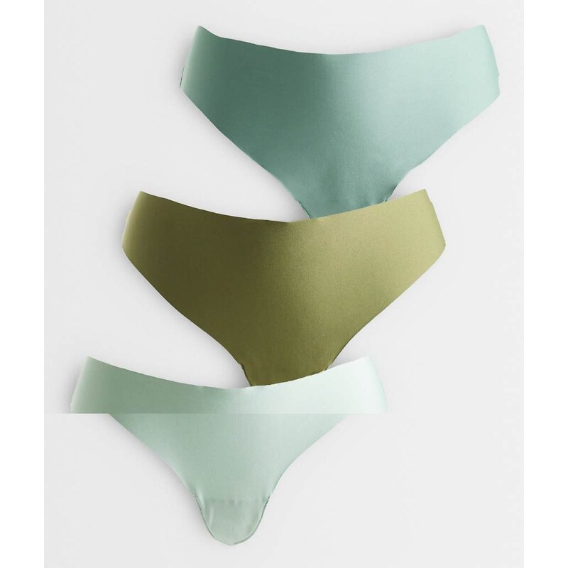 ASOS Curve ASOS DESIGN Curve 3 pack no vpl thongs in green 115740790