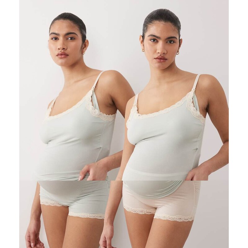 Lindex Maternity 2 pack super soft brief in peach/teal-Multi 115740797