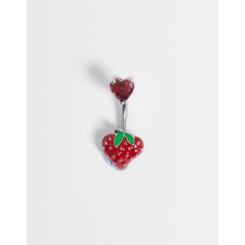 Kingsley Ryan gem heart and strawberry belly bar-Silver 115740821