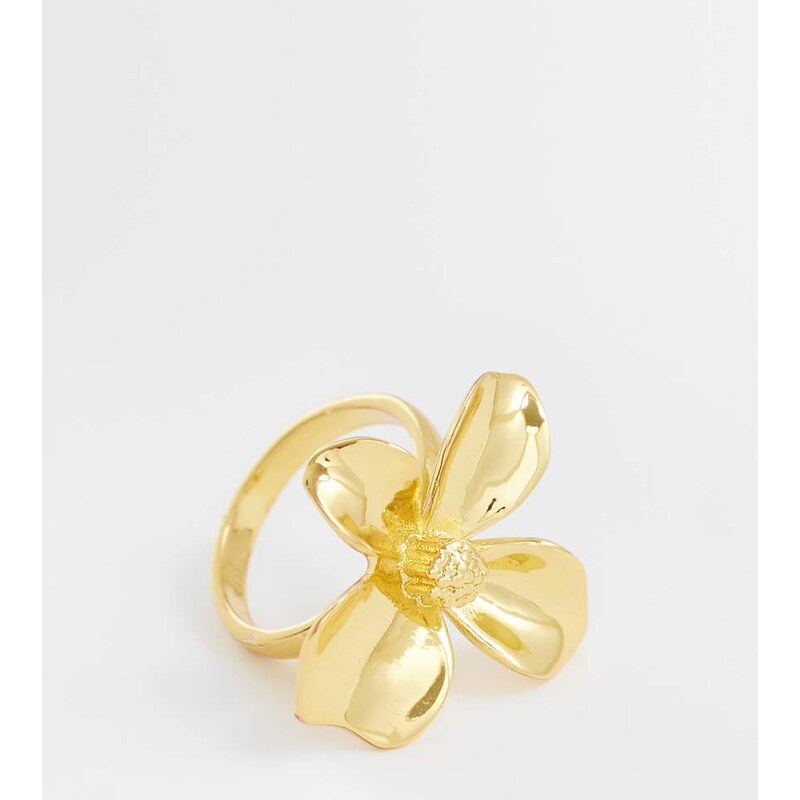 ASOS DESIGN 14k gold plated ring with flower design 115740840