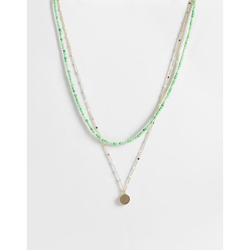 ASOS DESIGN 2 pack coin and beaded necklace in gold 115740837
