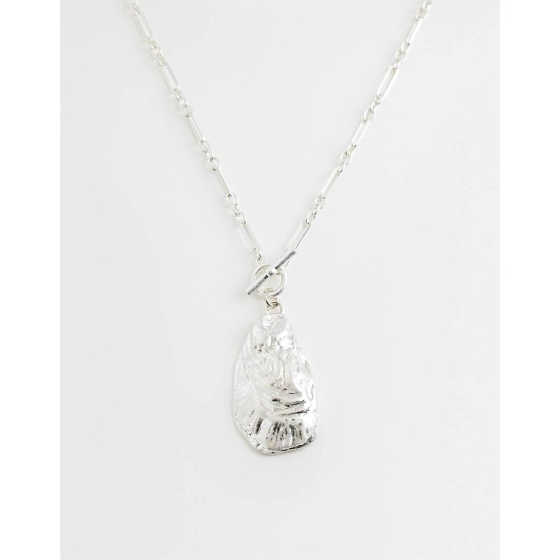 ASOS DESIGN long chain necklace with t-bar and shell pendant detail in 115740897