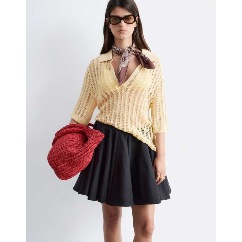 & Other Stories pleated mini skater skirt in black 115740917