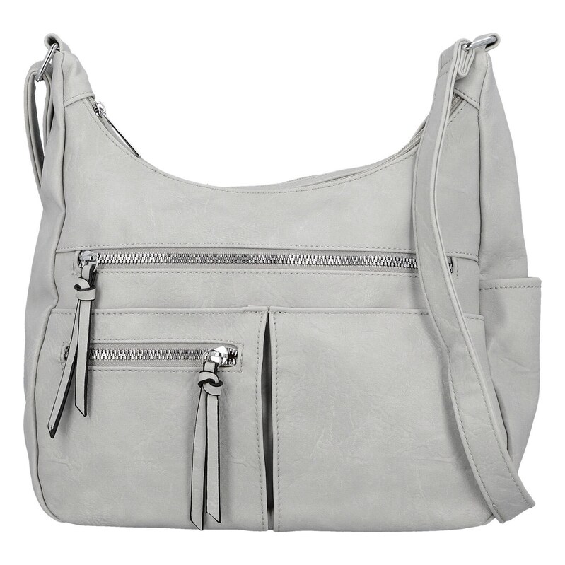 Firenze Stylová dámská koženková crossbody kabelka Timea, šedá 115742093