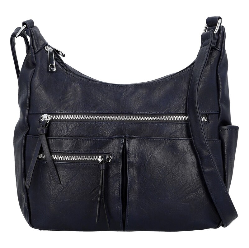 Firenze Stylová dámská koženková crossbody kabelka Timea, tmavě modrá 115742091