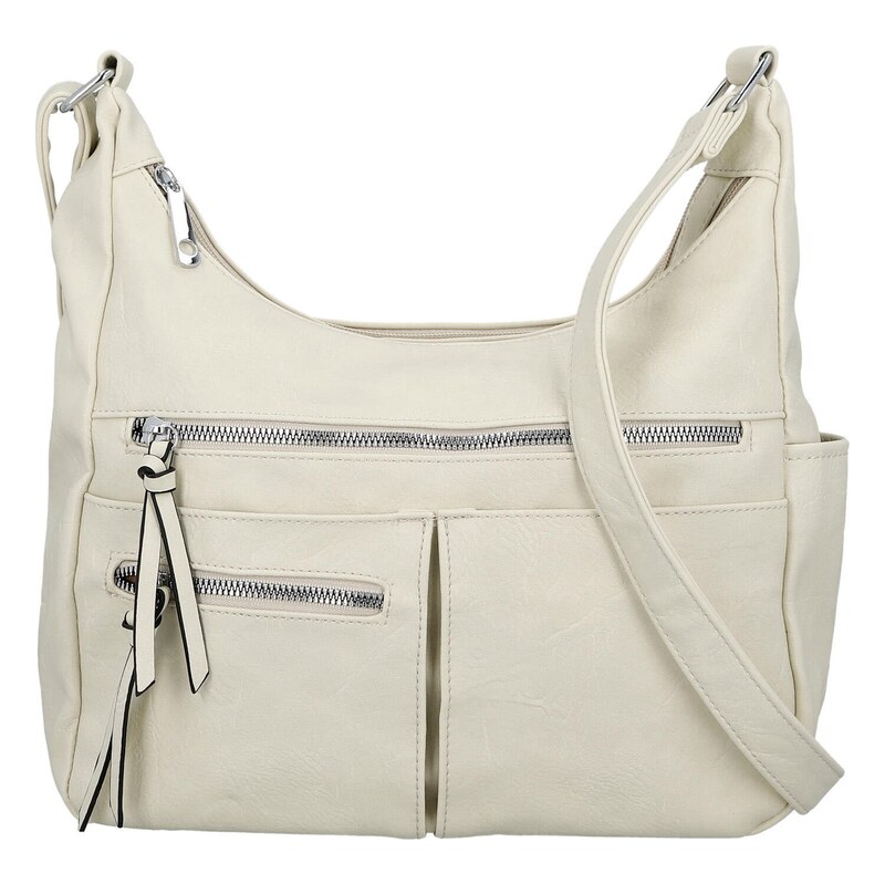 Firenze Stylová dámská koženková crossbody kabelka Timea, béžová 115742104